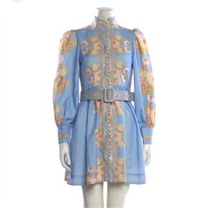 Beulah Light Blue Floral Long Sleeve Dress